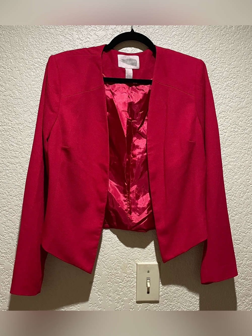 Forever 21 Open Front Red Blazer Jacket Size L